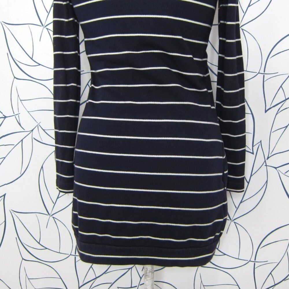 Lacoste Navy Blue Striped Long Sleeve Dress w/ Pockets Cotton Size 34 - Picture 6 of 9